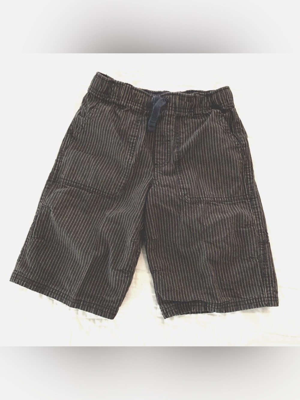 Gymboree Boys Black Tan Pinstripe 100% Cotton Bermuda Casual Shorts Size 8